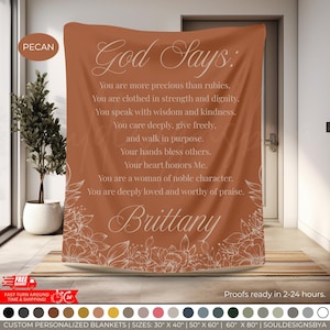 Personalized Blanket Bible Verse Blanket Custom Name God Says You Are Healing Scripture Blanket Faith Comfort Custom Prayer Blanket Gifts