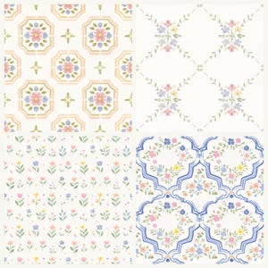 Pastel Folk Floral Digital Paper Pack | 12 Seamless Cottagecore ...