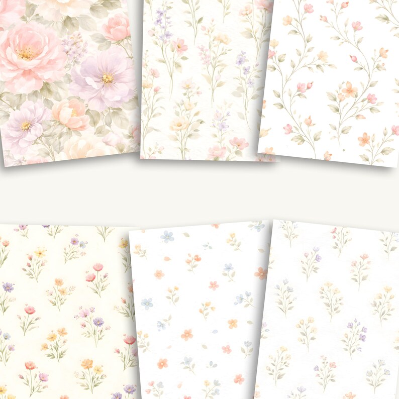 Dainty Spring Floral Digital Paper Pack | 12 Seamless Patterns | Soft ...