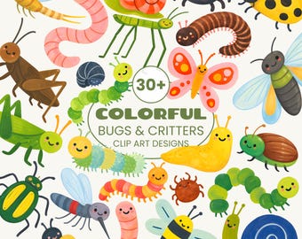 Colorful Bug Clip Art Bundle | Insect Clipart for Kids | Bugs and Critters PNGs