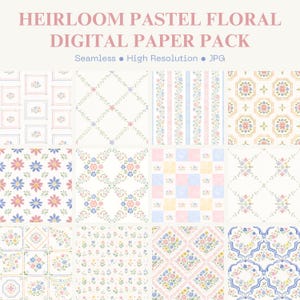 Pastel Folk Floral Digital Paper Pack | 12 Seamless Cottagecore ...