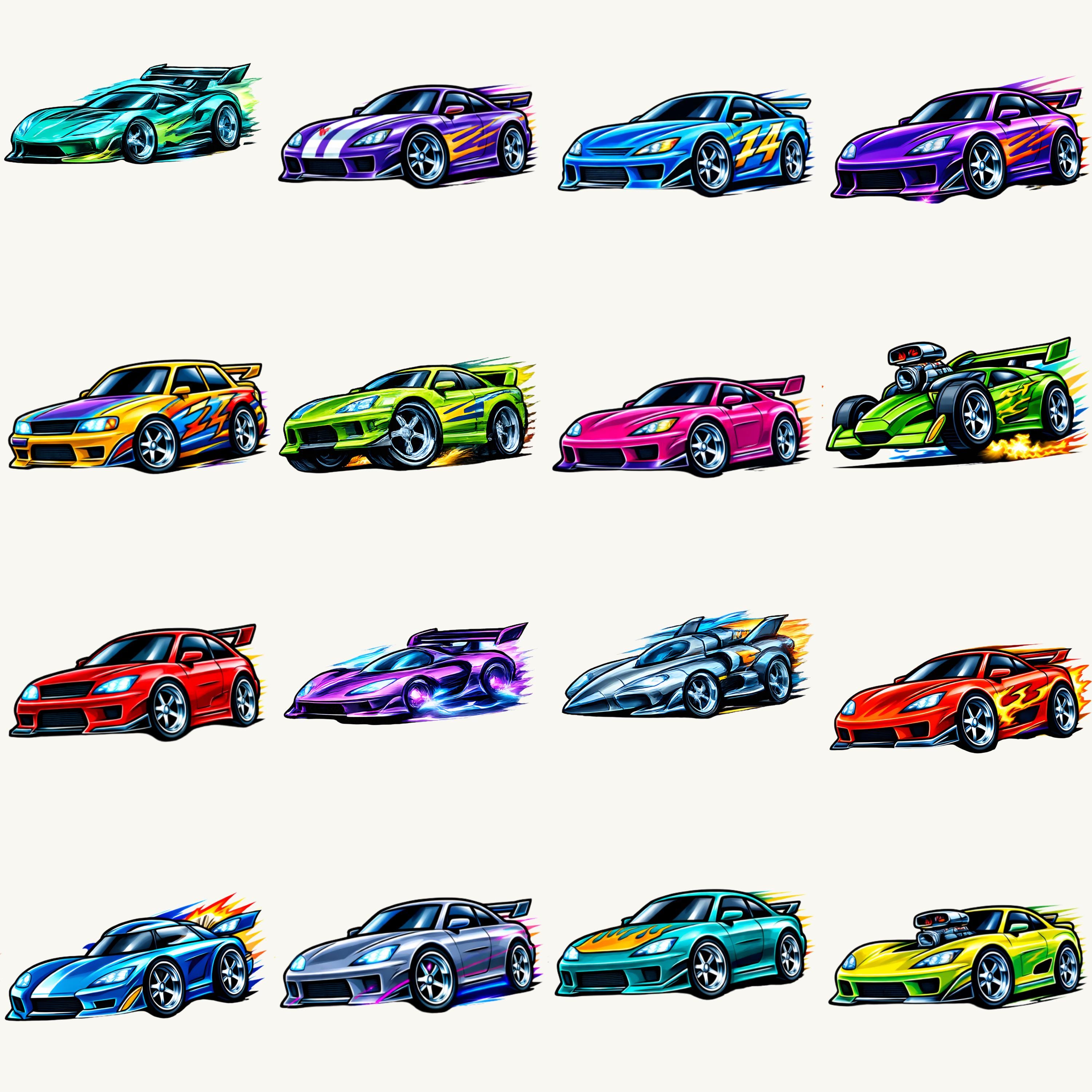 90s Race Car Clipart Bundle PNG | Retro Racing Cars | Y2K Hot Wheels ...