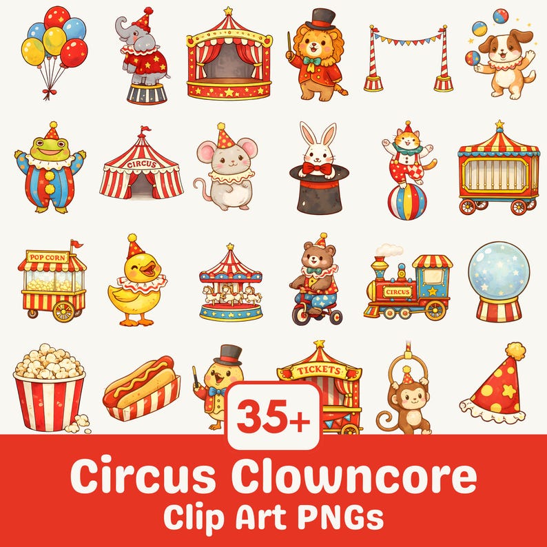 Clowncore Circus Clipart Bundle | Carnival PNG Illustrations - Etsy