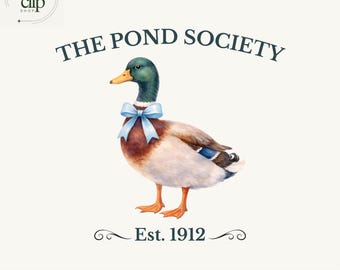 The Pond Society Duck PNG | Vintage Mallard Watercolor Graphic (Digital Download)