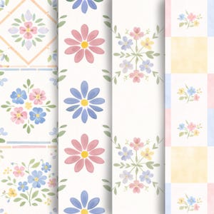 Pastel Folk Floral Digital Paper Pack | 12 Seamless Cottagecore ...