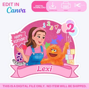 Ms. Rachel Cake Topper | Editable Canva Template | Digital Instant Download | Printable Birthday Topper | DIY Party Decor