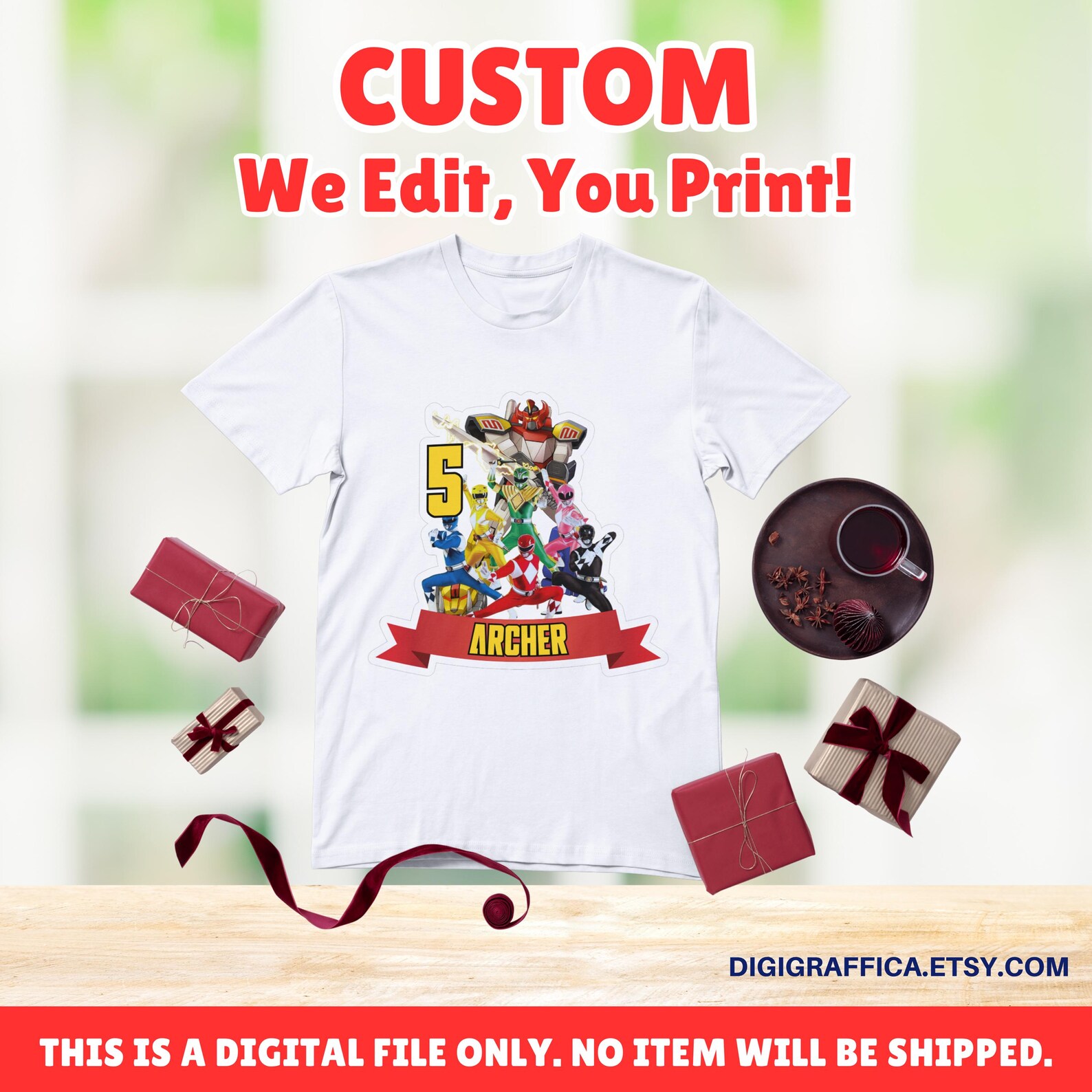 Personalized Power Rangers Cake Topper, Party Printables: We Edit, You ...