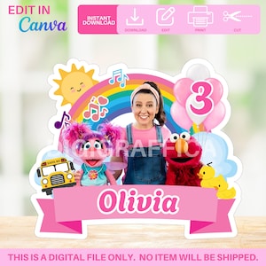 Ms Rachel Printable Digital Cake Topper | Editable Canva Template | Digital Instant Download | Printable Birthday Topper | DIY Party Decor