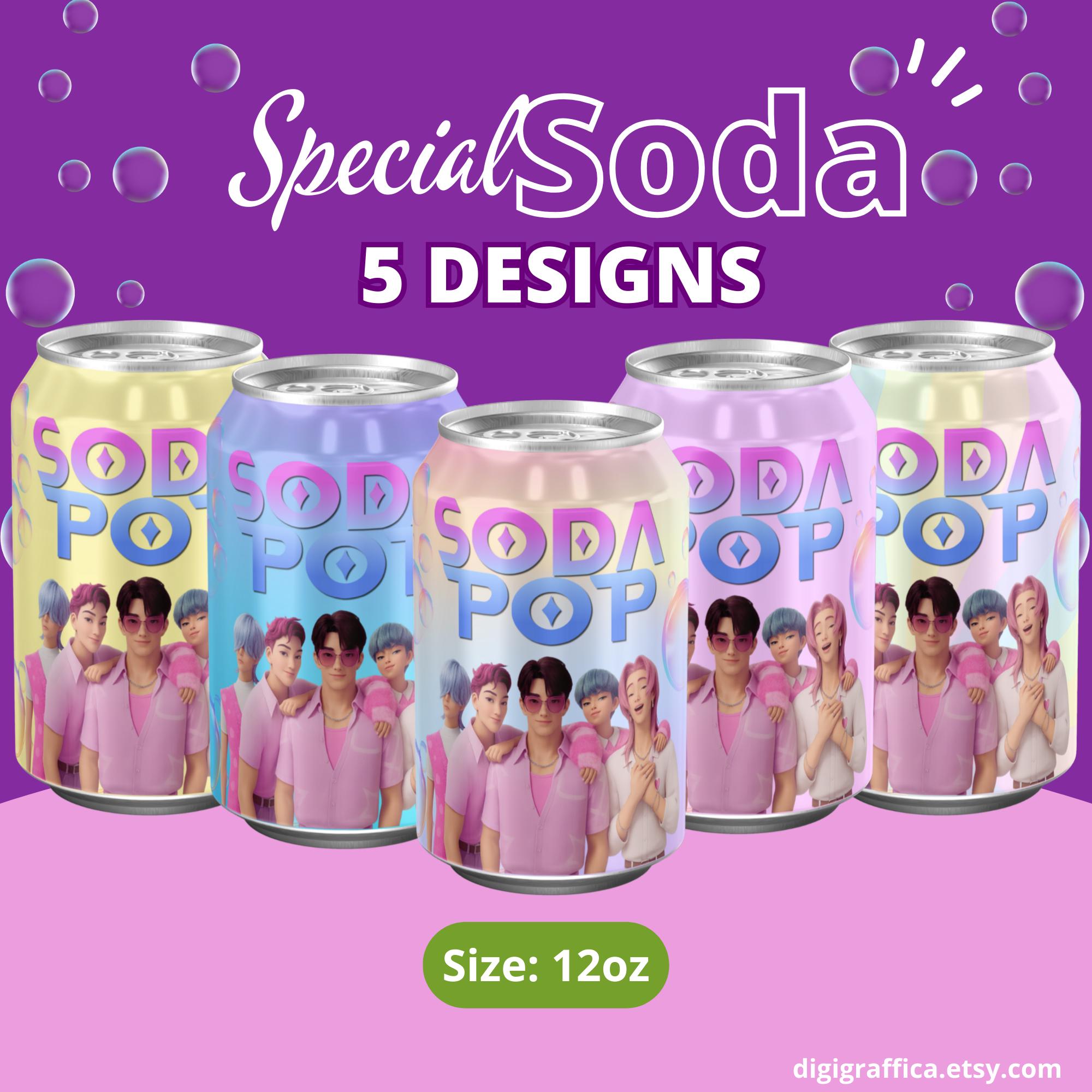 Saja Boys 12oz Soda Can Label Template | 5 Designs | A4 Ready-to-print ...
