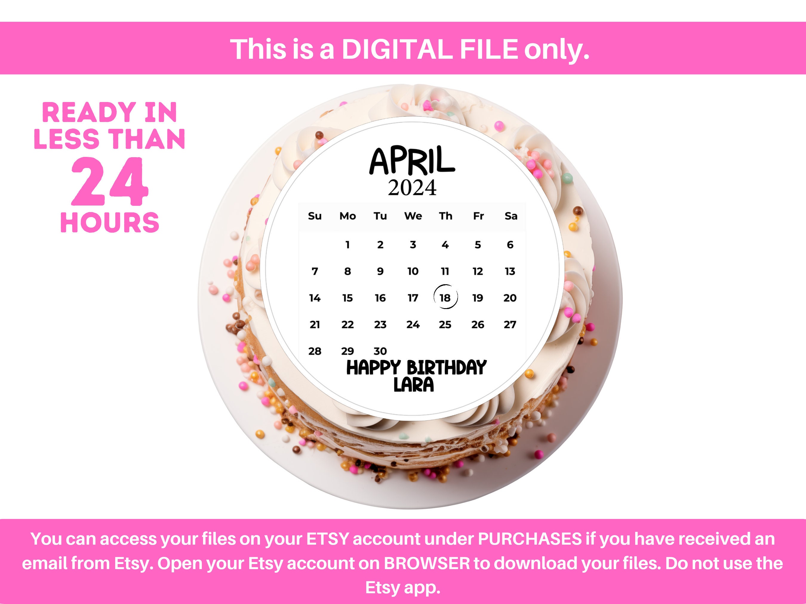 Calendar Cake Topper Design , Calendar Cake Topper, Calendar on Cake ...