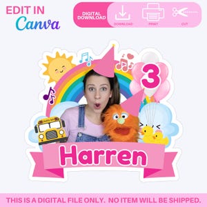 Ms. Rachel Cake Topper | Editable Canva Template | Digital Instant Download | Printable Birthday Topper | DIY Party Decor
