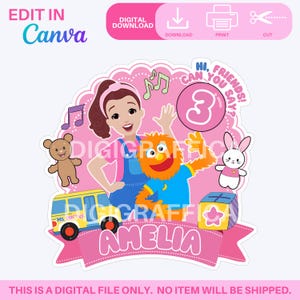 Ms Rachel Digital Cake Topper | Canva Editable Template | Digital Download Birthday Topper | Party Printables | Birthday Cake Topper
