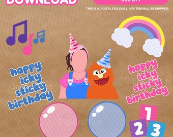 Ms Rachel Clipart | Ms Rachel Icky Sticky Birthday Printable | Instant Download | 300dpi Transparent 8 PNG Files | Printable DIY Party Decor