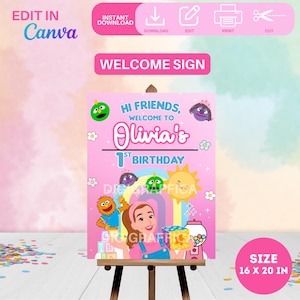 Ms Rachel Birthday Welcome Sign: Editable Party Poster (16x20 Inch Digital Download Canva Template)
