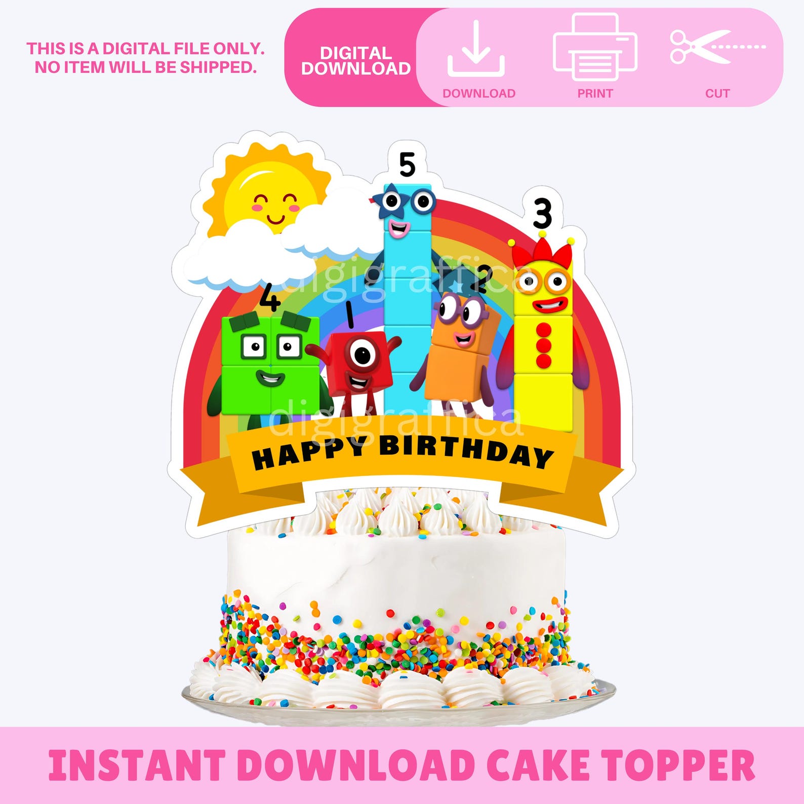 Numberblocks Cake Topper | Digital File Cake Topper | Printable ...