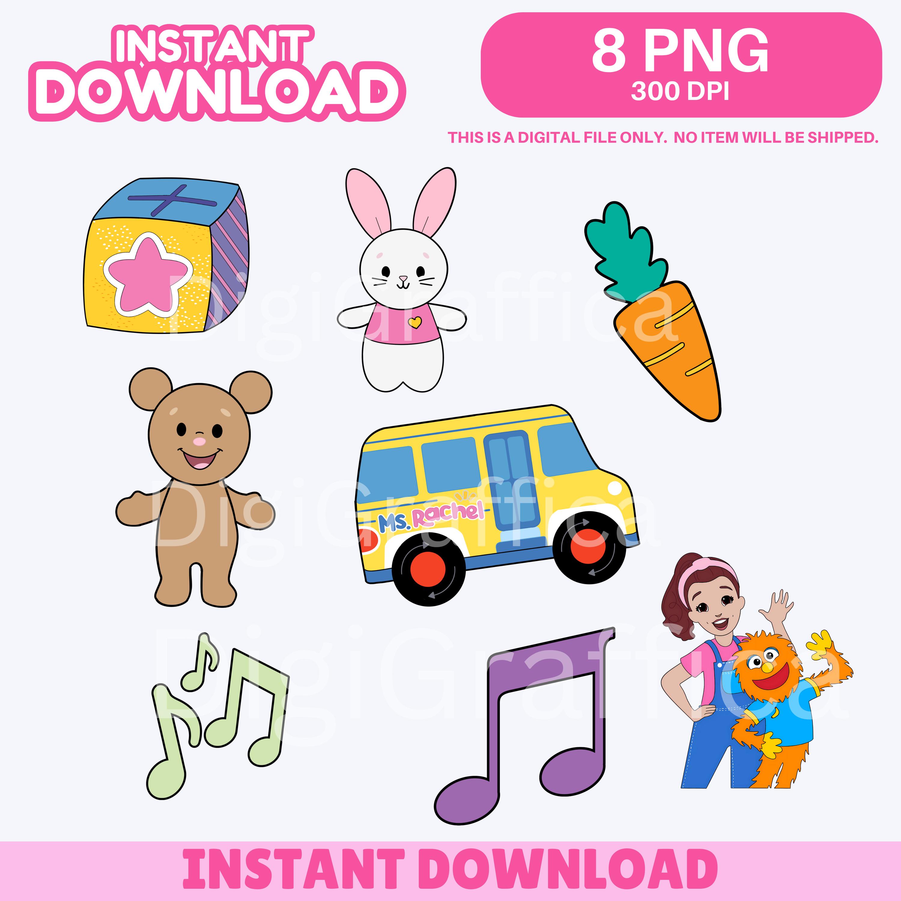 Miss Rachel Digital PNG Images| 8 Clipart Files | 300 DPI Transparent | Instant Download | Printable Cake Topper | DIY Party Decor