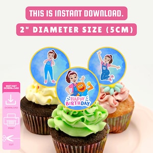 Ms Rachel Blue Printable Cupcake Topper | Instant Download PNG Cupcake Topper | Digital Cupcake Topper | PNG and PDF