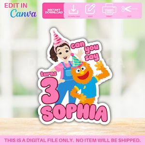 Ms Rachel Inspired Digital Printable Cake Topper | Edit in Canva | Instant Download Template | DIY Cake Topper | Birthday Toppers