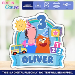 Edit in Canva Ms Rachel 3D Digital Cake Topper Template | Layered Cardstock Style | Ms. Rachel Birthday Party Decor | Printable Cake Topper