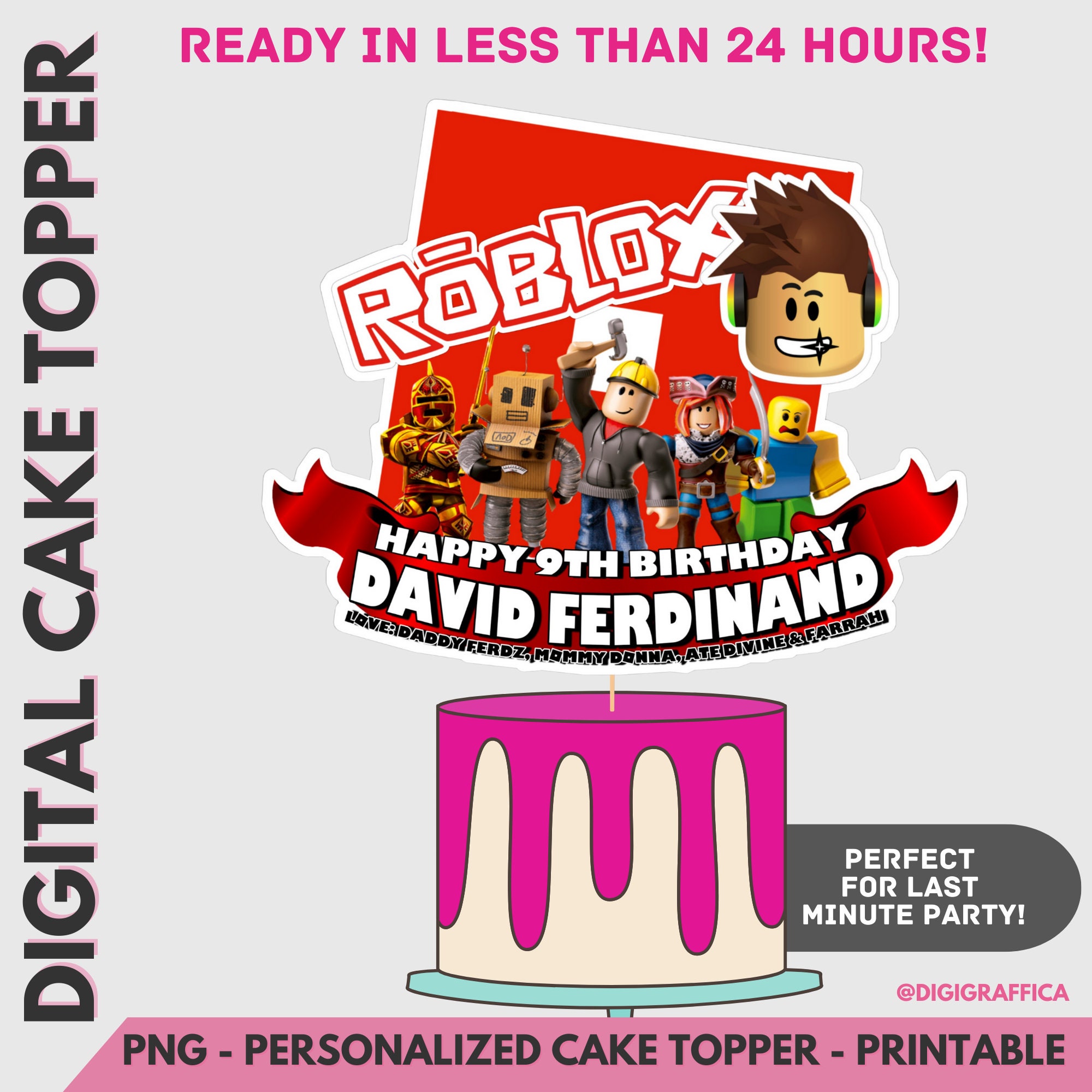 Printable Roblox Cake Topper - PNG - Instant Digital Download