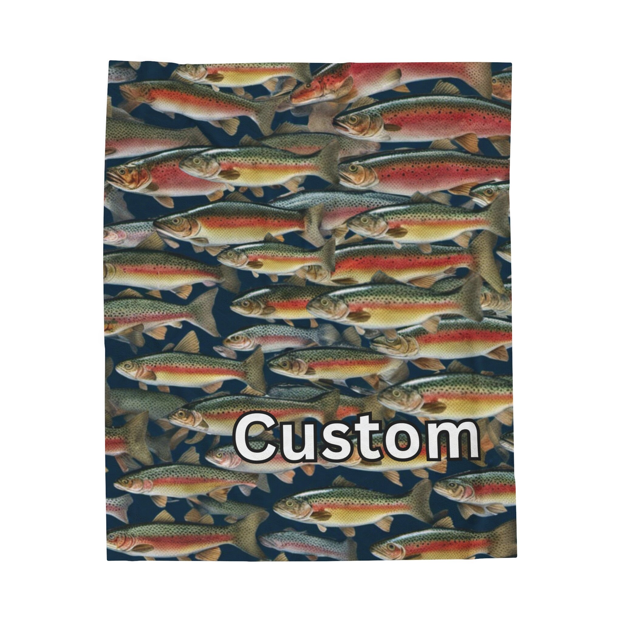 Customizable Rainbow Trout Blanket, Personalized Fish Throw, Custom