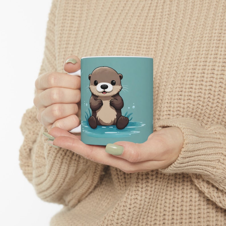 Baby Sea Otter Mug, Cute Otter Cup, Gift, Coffee Mug, Present, Animal