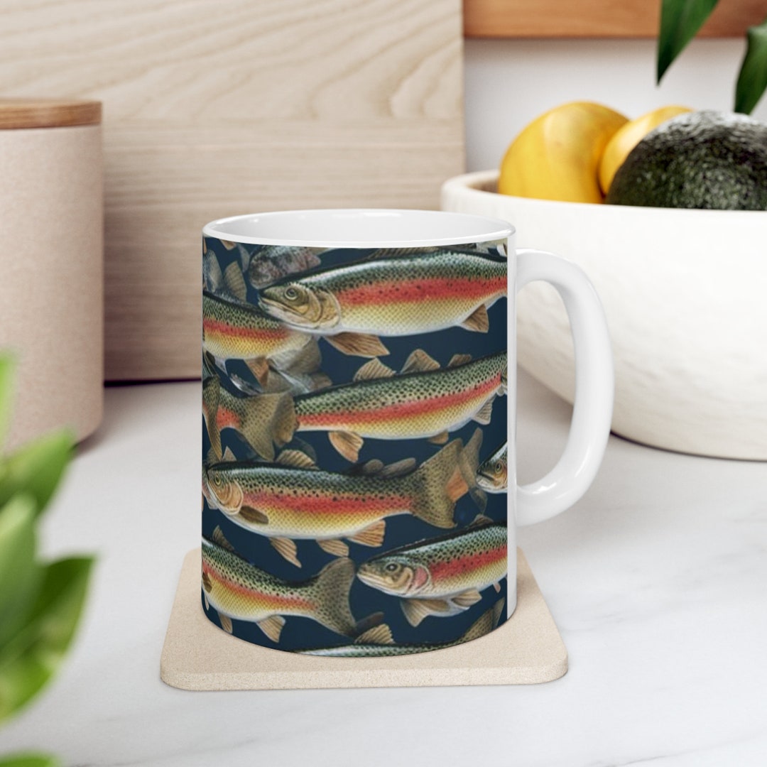 Rainbow Trout Mug, Fishing Mug, Fishing Gift, Dad Gift, Fish Lover Gift