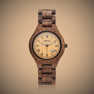 Personalized Wooden Watch for Men – 44mm Natural Wood | Japanese Quartz Movement | Engraved Gift for Groom | Wedding, Anniversary