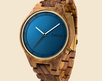 Engraved woodwatch - Mens wood watches Stolpen 42mm - Engraved nametag - Personal gifts - Wooden watches gift - Watch engraving - Gift box