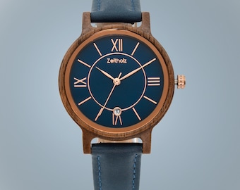Reloj de madera para mujer, reloj moderno - regalo con grabado - regalo personalizado - Reloj de madera Rosenbach - regalo único - reloj de madera personalizado