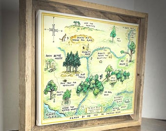 Winnie the Pooh- 100 Acre Woods Map on 11x17 Canvas