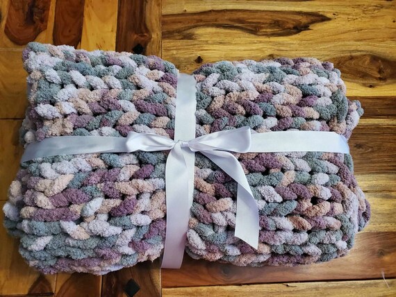 Purple knitted throw hotsell