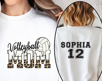 Volleyball Mom Personalized Sweatshirt, Name and Number Hoodie Crewneck