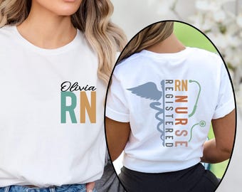 Custom Registered Nurse Shirt With Name, Personalized RN Tee
