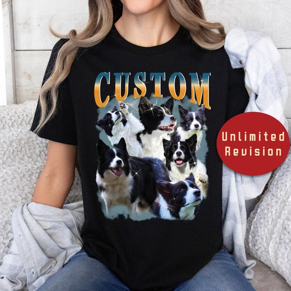 Custom Vintage Dog Shirt For Dog Mom, 90s shirt, Customized Shirt, Personalized Pet, Cat Shirts, Ideal For Pet Lovers, Pet Photo Shirt