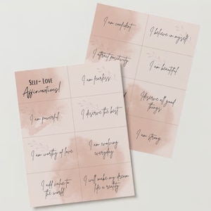 Affirmation Cards. Self Love Affirmation Cards. Printable Affirmation Cards. Positive Affirmation Printouts. Pink Affirmation Cards.