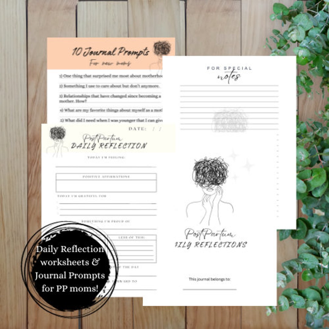 Printable Postpartum Journal. Daily Reflection Journal. New Etsy