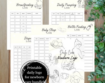 Newborn Baby Care Logs: Printable Daily Tracker (Digital Download)