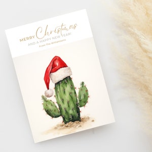 Modèle de carte modifiable moderne minimaliste de Noël cactus arbre Carte de Noël simple imprimable modifiable imprimable téléchargement immédiat