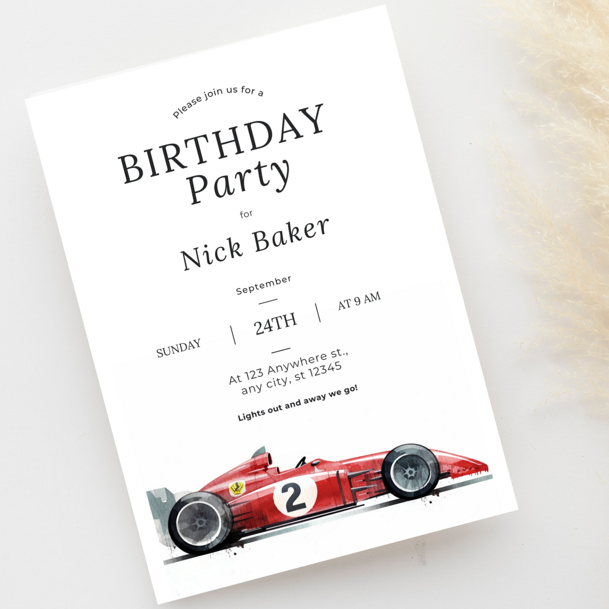 Editable Formula 1 Birthday Invitation Race Car Boy Birthday Invite Racing Car F1 Racecar Printable Template Instant Download Two Fast