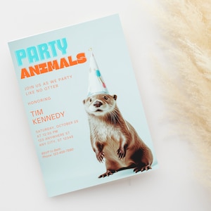 Otter Birthday Invitation: Party Animal Theme (Digital Download)