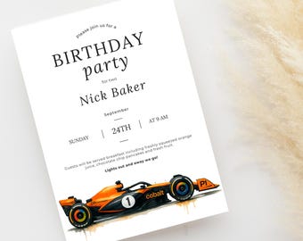 Editable Formula 1 Birthday Invitation Race Car Boy Birthday Invite Racing Car F1 Racecar Printable Template Instant Download Two Fast