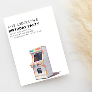 Editable Arcade Theme Invitation for Gamer Themed Birthday Party Video Game Party Digital Download
