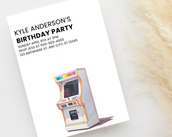 Editable Arcade Theme Invitation for Gamer Themed Birthday Party Video Game Party Digital Download