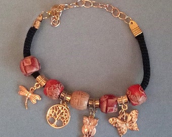 Golden Nature Bracelet with 4 charms