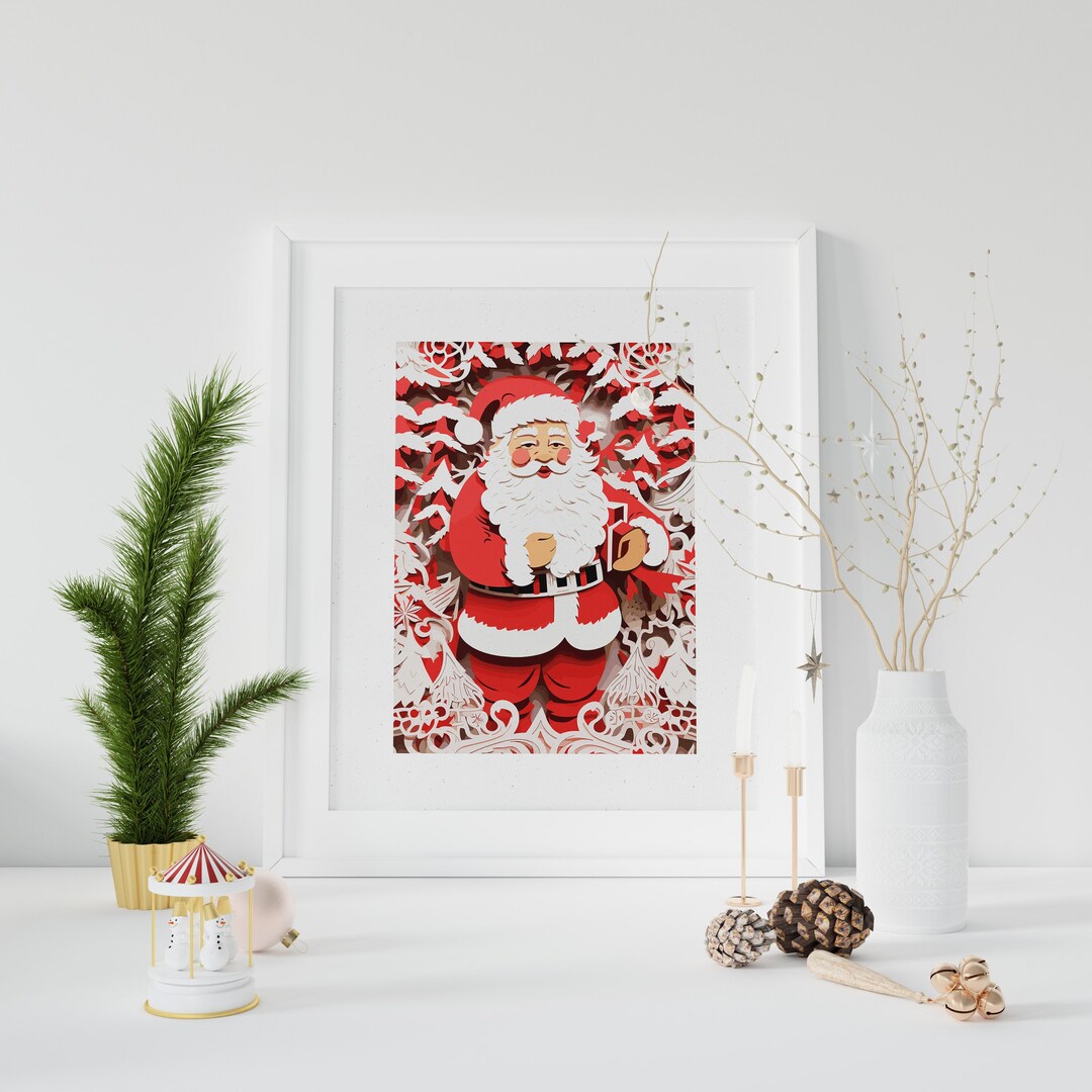 Santa Claus Wall Art Christmas Printable Decor Father Etsy