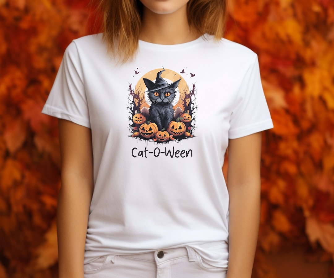 Black Cat Halloween Shirt Catoween Shirt Halloween Cat Etsy