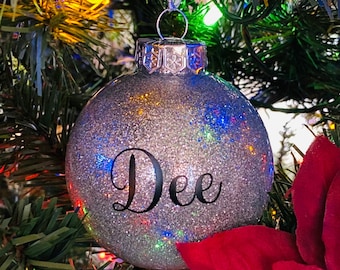 Personalized Glitter Ornament/Custom Glitter Ornament/Christmas Glitter Ornament/Holiday Glitter Ornament/Plastic Ornament