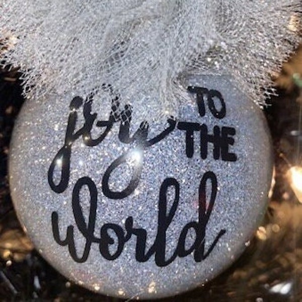 Ball Glitter Ornament/Christmas Glitter Ornament/Holiday Glitter Ornament/Plastic Ornament/Silver glitter Ornament with bow