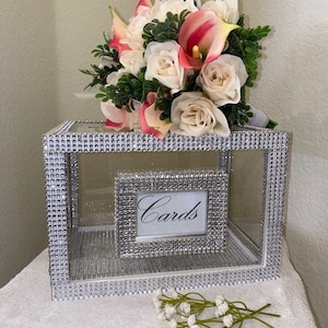 Caixa de cartão de acrílico para casamento com brilho e ranhura/caixa para cartão de presente de festa/caixa de recepção de casamento/aniversário/caixa de memória/chá de bebê/ESCOLHA SEU ESTILO